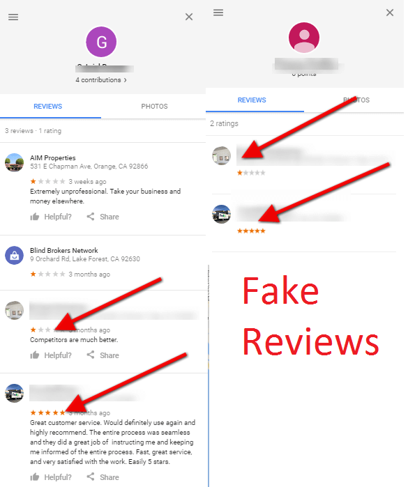 Fake google reviews