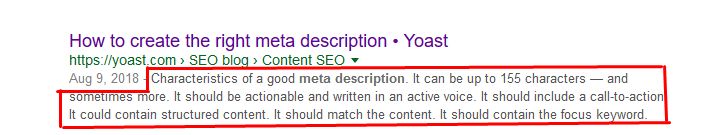 Meta description example