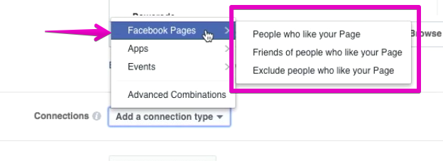 facebook page options