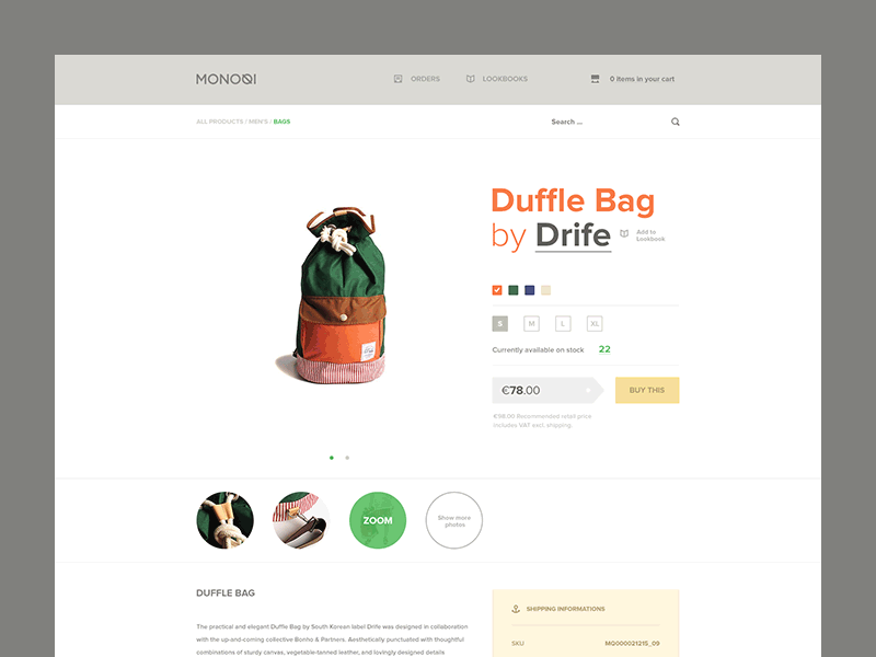 eCommerce product page design