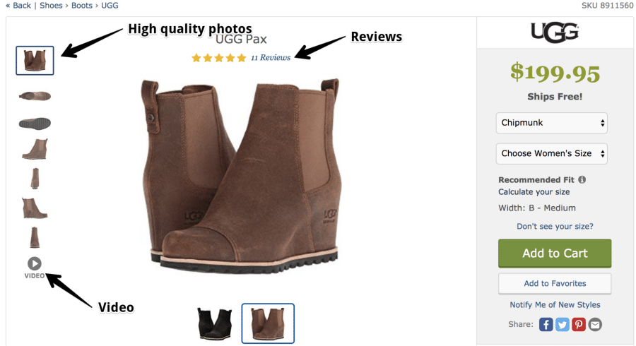 product page clarity